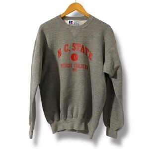 Vintage 80s Russell Athletic Gray NC State P.E. 1988 Sweatshirt Men's Size Large